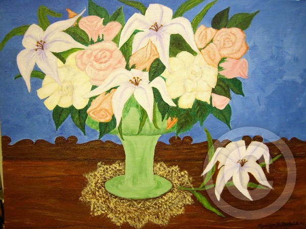 Flower Garden in  Green Compote