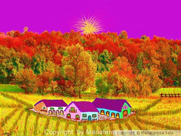 Country farms with automn colors