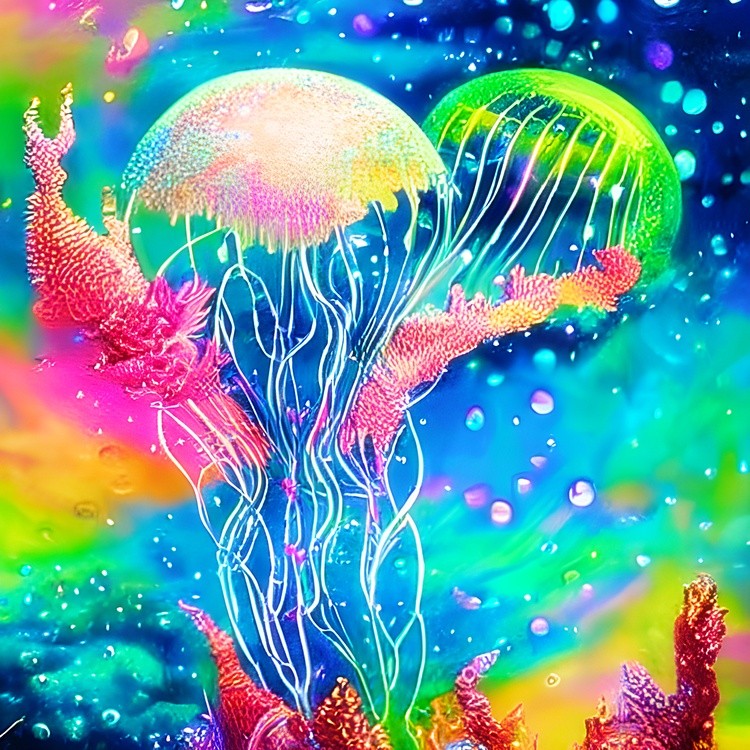 Bright colored jelly fish
