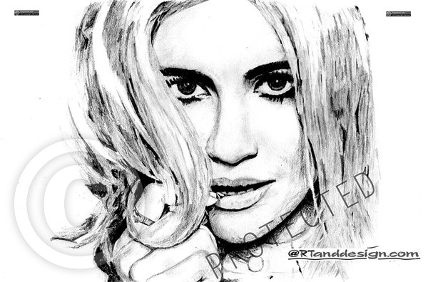 Drawing Pencil Original Portrait Pixie Lott