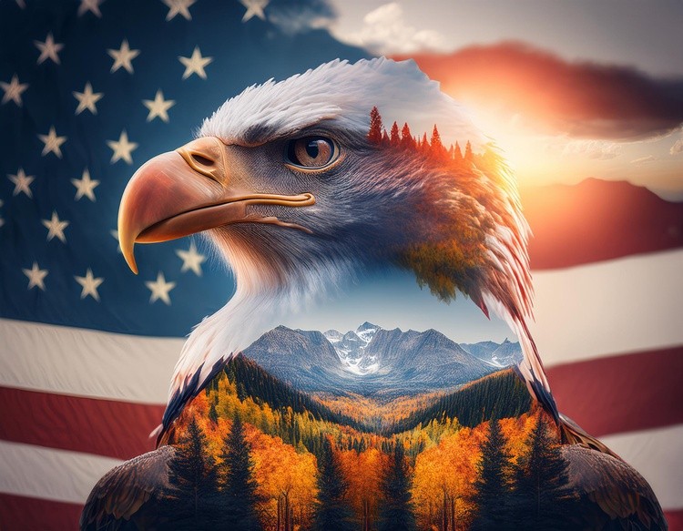  first image is a Majestic American Bald Eagle with American fl (4)