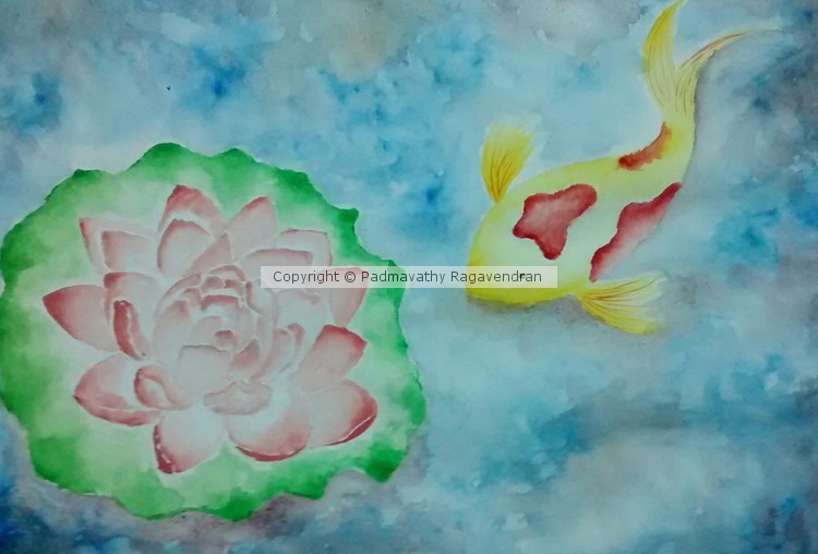 Koi fish and lotus