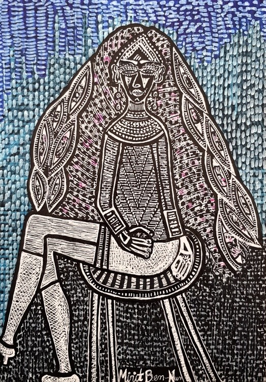 A woman sitting on a chair painting israel mirit ben nun 