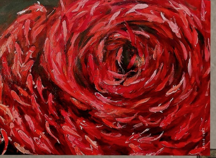 Koi fish abstract- 3 (rose)