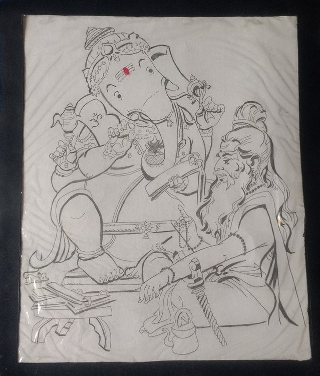 Pencil sketch on white cardboard
