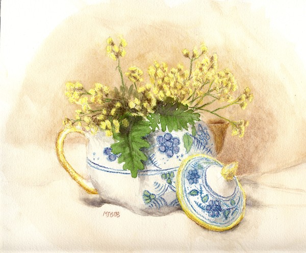 Teapot and Yellow Flowers