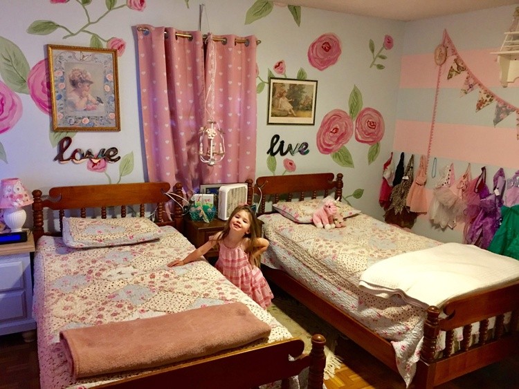 Floral and stripes Mural