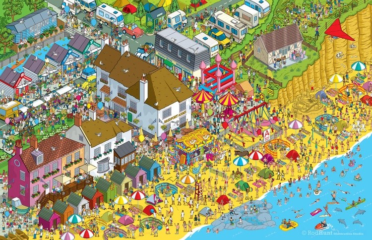 Daily Mail Great Summer £125,000 Treasure Hunt Seaside Resort Illustration