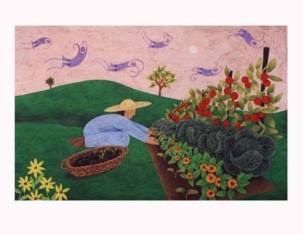 working in the garden