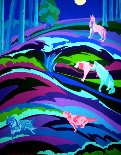 Wolf Pack in Woods