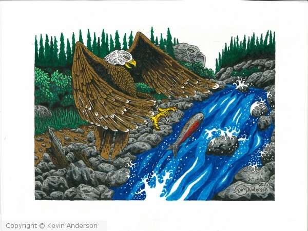 Eagle catching dinner