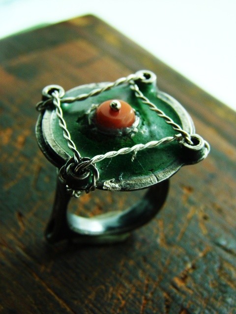 Ring  silver ,copper gold ,Gomolka Art Studio Line 