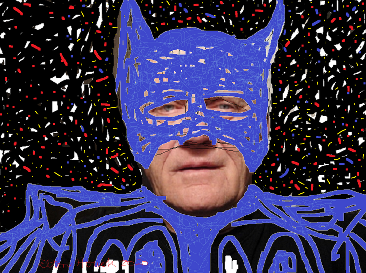 the original REAL Bat Man ..(c) 2020 elton houck....mixed media.. 