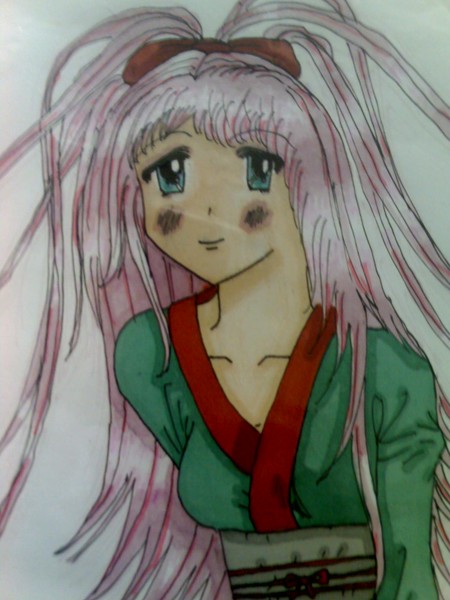 Pink hair!!! kimono design