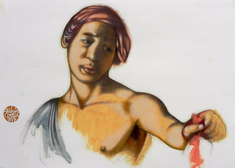 David and Goliath. Study from Caravaggio