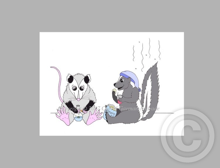 Whimsical Skunk Buddies Illustration