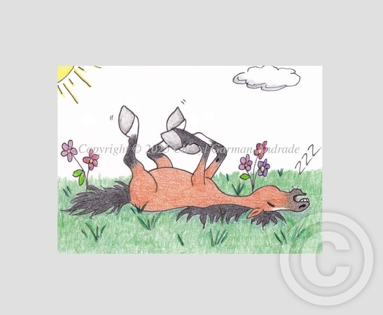 Whimsical Snoozing Bay Horse 