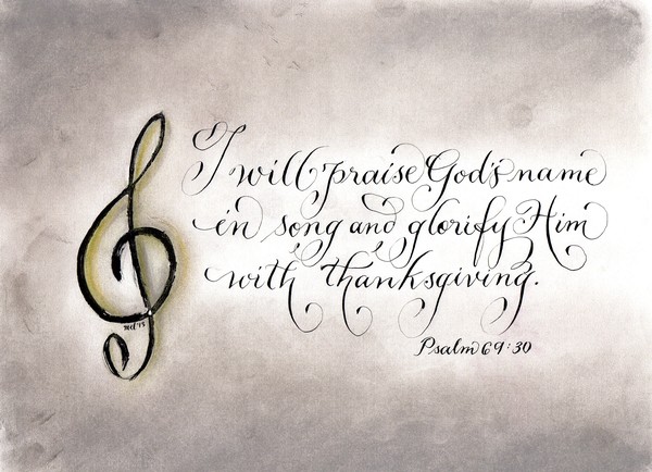 Praise God's Name handwritten Psalm verse