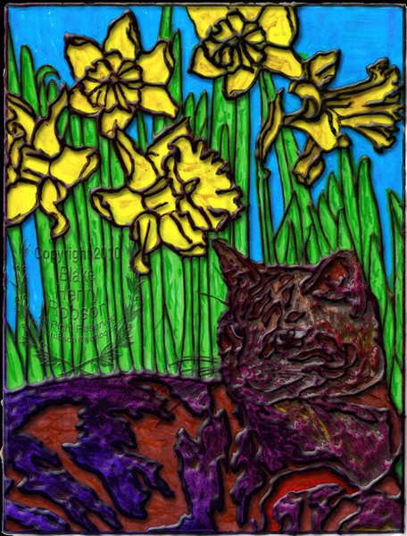 Cat Yellow Flowers