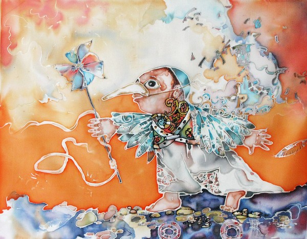 March.Painting on silk.