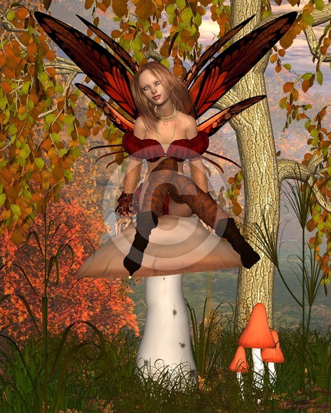 Autumn Fairy with Woodland Background