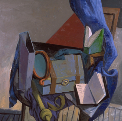 Still Life with Oval Mirror,Box, and Books   2001
