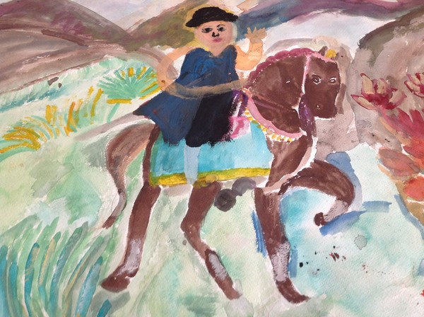 Little prince riding the horse