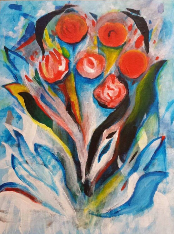 bouquet blue red by matilda lorentsson