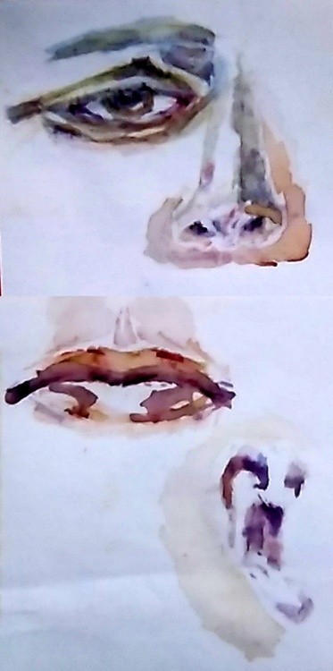 Facial Features Watercolor