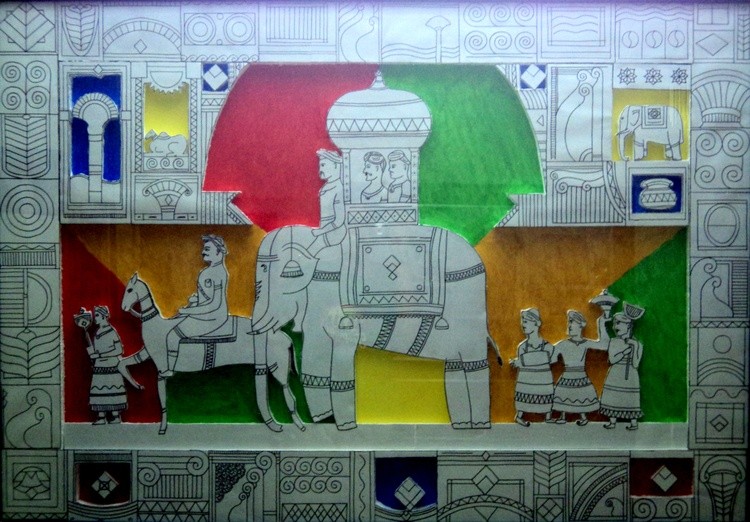 Polystyrene and cardboard on plywood