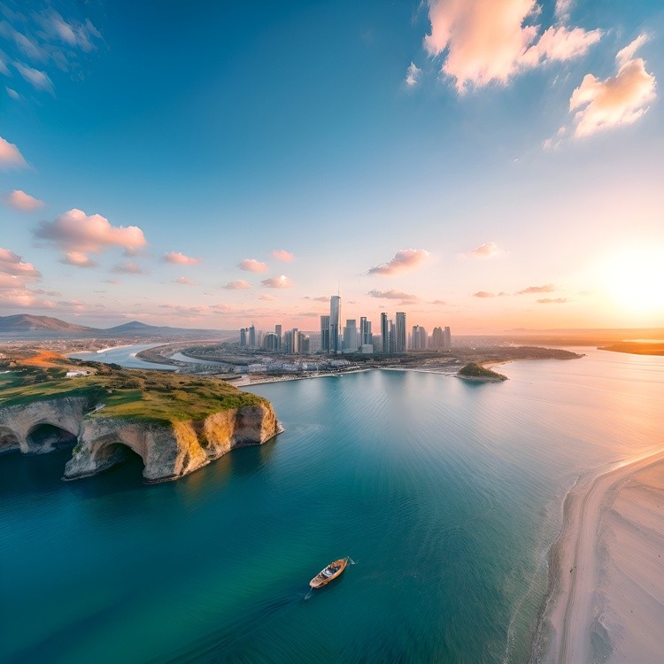 Beautiful landscape of nature and city in harmony.