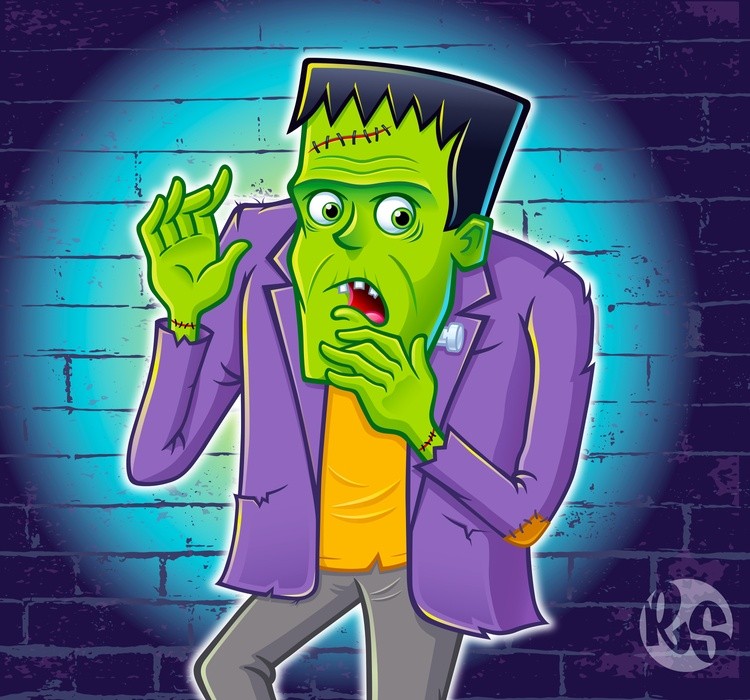 Frightened Green Halloween Monster