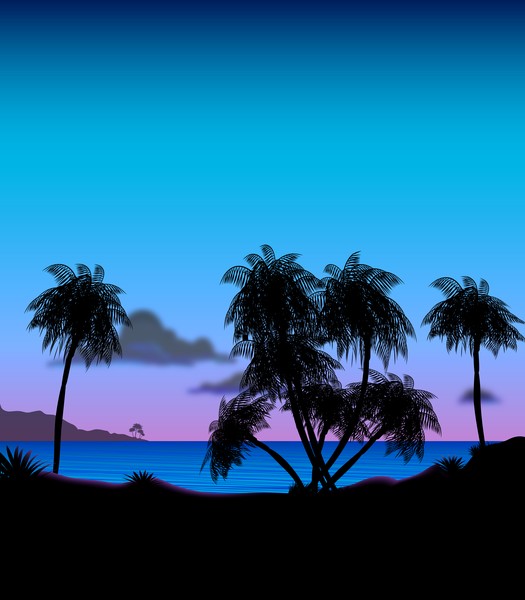 Tropical Island at Dusk