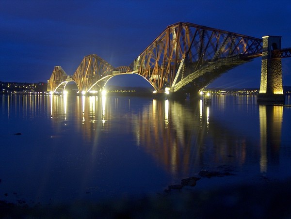 Forth rail bridge at night