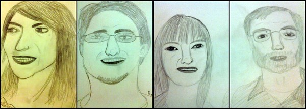 Sketch of Rachel, Ralph, Phil and Anastatia