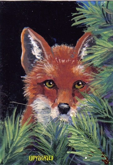 Red Fox Aceo painting