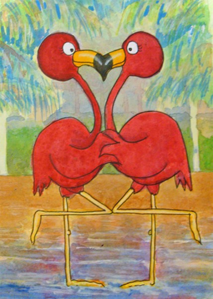 Flamingo Line:  Couple on Tropical Beach