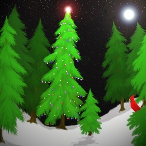 Peaceful Christmas Night in the Woods
