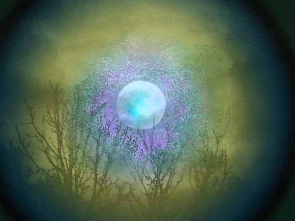 Rainbow Moon watercolor 