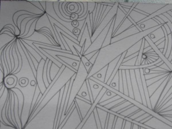 B/W ink drawing:card