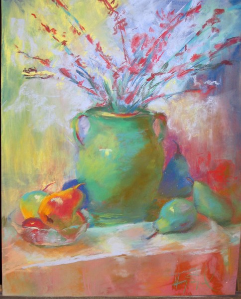 Pears and a Green Vase