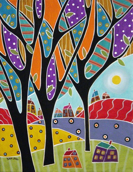 Houses Trees Abstract by Karla Gerard | ArtWanted.com