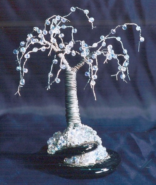 Black Beaded, wire tree sculpture