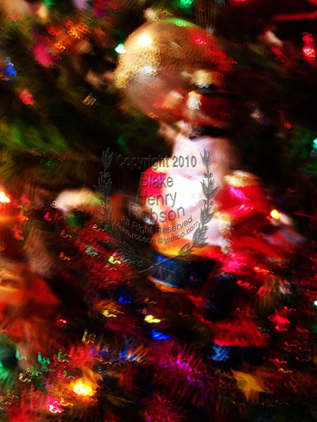 Christmas tree, ornaments, tinsel & colorful light