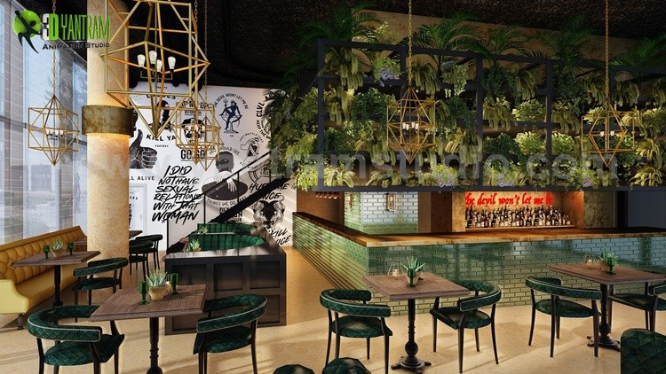 3D Interior Design of Modern Bar by Yantram Architectural Studio, Provo – Utah. 
