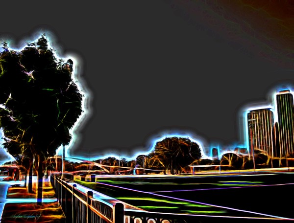 Chicago Park Overlay Blazing Neon Highlights