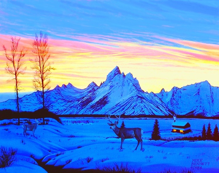 Teton Sunset in Winter 