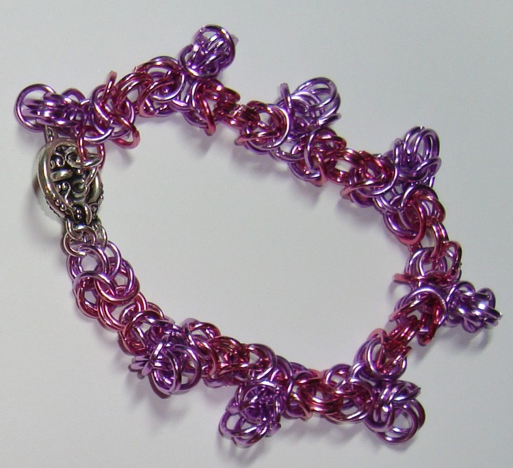 red purple embellished byzantine chain maille bracelet SOLD