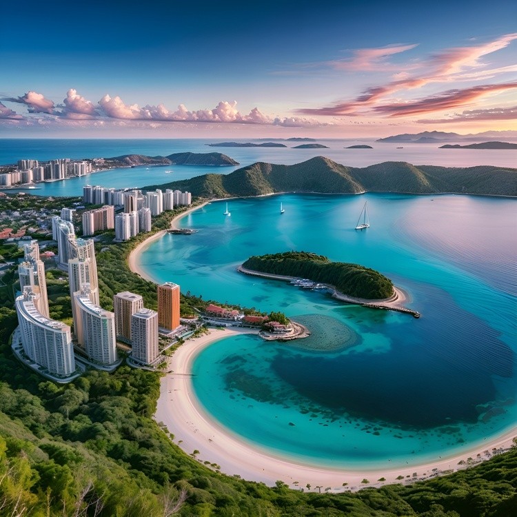 Beautiful landscape of nature and city in harmony.
