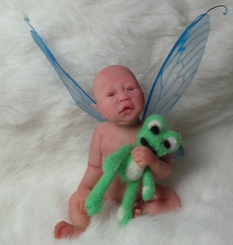 Fairy boy with Needle felted frog